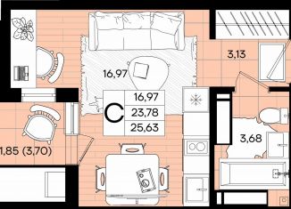 Продам квартиру студию, 25.6 м2, Краснодарский край