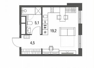 Квартира на продажу студия, 28.7 м2, Москва, Тагильская улица, 2к1, ЖК Сиреневый парк