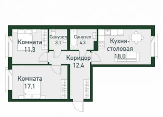 Продаю 2-комнатную квартиру, 79 м2, посёлок Западный, Кременкульская улица, 30