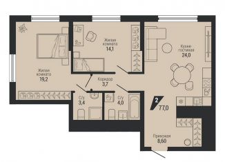 Продается 2-комнатная квартира, 77 м2, Екатеринбург, метро Машиностроителей