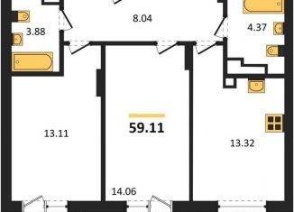 Продаю 2-ком. квартиру, 59.1 м2, Калининград, Батальная улица, 65Б, Московский район