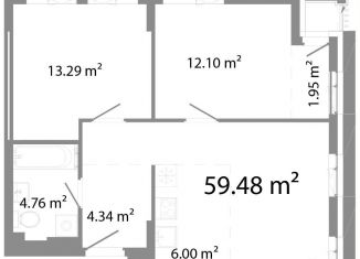 Продаю 3-ком. квартиру, 59.5 м2, Челябинск