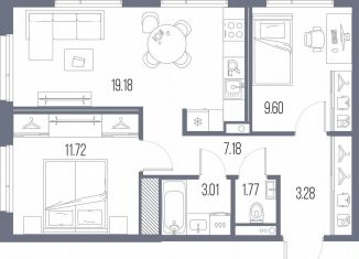 Продам 2-комнатную квартиру, 55.7 м2, Санкт-Петербург, муниципальный округ Гавань