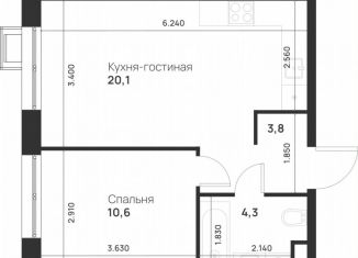 Продам 1-комнатную квартиру, 38.8 м2, Москва, посёлок Газопровод, 13с7