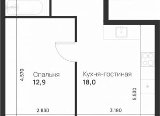 Продам однокомнатную квартиру, 42.4 м2, посёлок Газопровод, посёлок Газопровод, 2