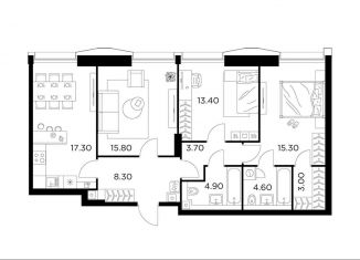 Продам трехкомнатную квартиру, 86.3 м2, Москва, метро Водный стадион