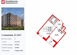 Продажа 1-ком. квартиры, 31.5 м2, Санкт-Петербург, муниципальный округ Невский