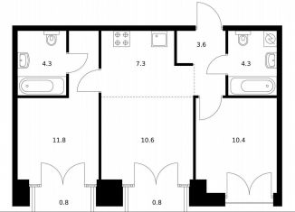 2-ком. квартира на продажу, 53.9 м2, Санкт-Петербург, жилой комплекс Лермонтовский 54, к 2.1, Адмиралтейский район