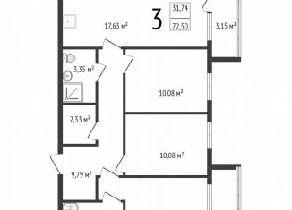 Продается 3-комнатная квартира, 72.5 м2, Владимирская область, улица Строителей, 43/1