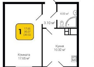 1-комнатная квартира на продажу, 36.1 м2, Воронеж, Цимлянская улица, 10В, Левобережный район