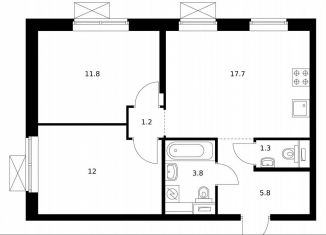 Продам 2-ком. квартиру, 53 м2, Москва, ВАО, Тагильская улица, 3к2