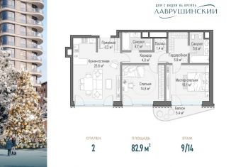 Продажа двухкомнатной квартиры, 82.9 м2, Москва, метро Новокузнецкая