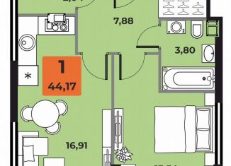 Продам 1-комнатную квартиру, 44.2 м2, Самара, проспект Карла Маркса, 231, метро Гагаринская