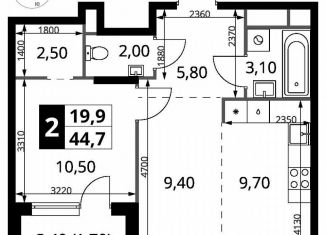 1-ком. квартира на продажу, 44.7 м2, Химки