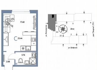 Однокомнатная квартира на продажу, 23.4 м2, Екатеринбург, Шефская улица, 28