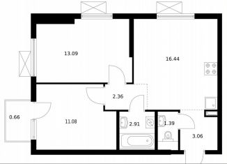 Продается 2-комнатная квартира, 51 м2, Ленинградская область, жилой комплекс Заречный Парк, 7.2