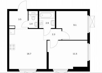 Продается 2-комнатная квартира, 47.4 м2, Котельники