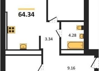 Продам двухкомнатную квартиру, 64.3 м2, Калининград, Московский район