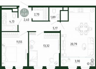 Продажа 2-комнатной квартиры, 65.9 м2, Тула