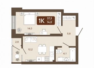 Продается 1-комнатная квартира, 37.5 м2, Кемерово