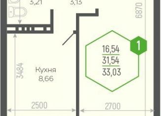 Продаю 1-комнатную квартиру, 32.5 м2, Краснодар, Черкасская улица, 58/2, микрорайон Восточно-Кругликовский