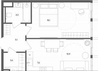 Продается 1-комнатная квартира, 49.6 м2, Москва, ВАО, улица Матросская Тишина, 1Ас71