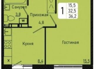 Продам 1-ком. квартиру, 36.2 м2, Новосибирская область, 3-й микрорайон, 25/1