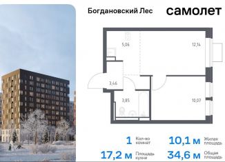 1-ком. квартира на продажу, 34.6 м2, Ленинский городской округ, жилой комплекс Богдановский Лес, 7.2