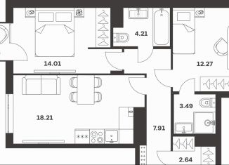 Продается 2-ком. квартира, 64.7 м2, Тула