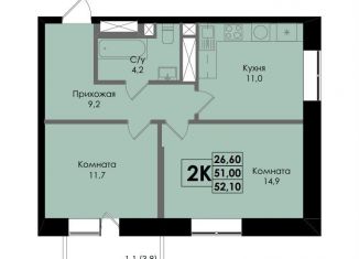 Продаю 2-ком. квартиру, 52.1 м2, Ростов-на-Дону, Ленинский район