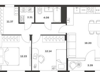 Продажа 2-комнатной квартиры, 63.7 м2, Тула, Центральный территориальный округ