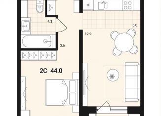 Продаю квартиру студию, 44 м2, Новосибирская область