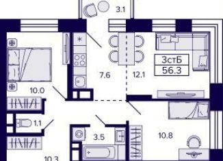 Продается двухкомнатная квартира, 55.4 м2, Новосибирск, метро Берёзовая роща, Красносельская улица