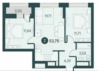 Продаю 2-ком. квартиру, 53.8 м2, Курган