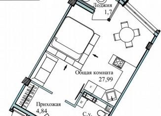 Продам 1-комнатную квартиру, 40.9 м2, Севастополь, улица Лётчиков, 10