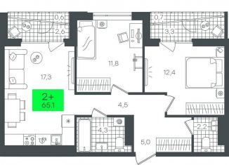 Продается 2-комнатная квартира, 65.2 м2, Тюмень, Калининский округ, улица Василия Малкова, 3