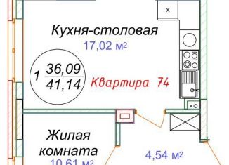 Продаю однокомнатную квартиру, 41.1 м2, Минеральные Воды