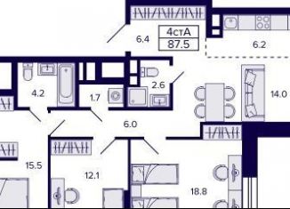 Продается 3-комнатная квартира, 87.5 м2, Новосибирск, Красносельская улица