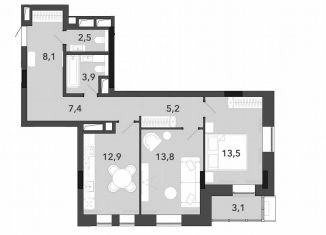 Продается 2-ком. квартира, 70.4 м2, Новосибирск, улица Титова, с34