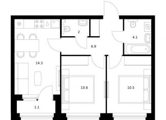 Продам 2-ком. квартиру, 49.5 м2, Татарстан