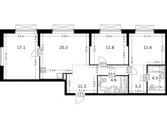 Продается 3-комнатная квартира, 86.2 м2, Татарстан, жилой комплекс Сиберово, 1