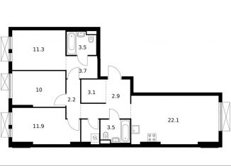 Продам 3-комнатную квартиру, 81.2 м2, Московская область