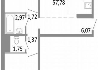 Продам 3-ком. квартиру, 56.8 м2, Челябинск