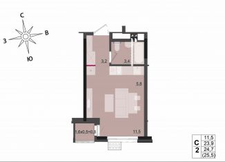 Продам квартиру студию, 24.7 м2, Ижевск