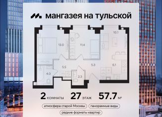 Продается двухкомнатная квартира, 57.7 м2, Москва, метро Тульская