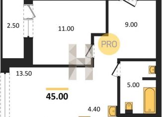 Продаю однокомнатную квартиру, 45 м2, Новосибирск, Центральный район