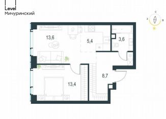 Продается 2-комнатная квартира, 44.7 м2, Москва, метро Мичуринский проспект, жилой комплекс Левел Мичуринский, к3