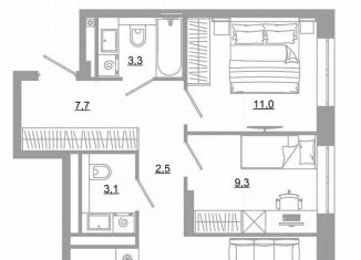 Продаю 2-комнатную квартиру, 56.2 м2, Екатеринбург, метро Чкаловская