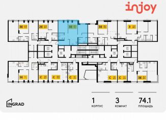 Продам трехкомнатную квартиру, 74.1 м2, Москва, САО