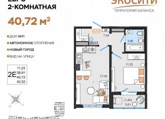 Продается двухкомнатная квартира, 40.7 м2, Ульяновская область, жилой комплекс ЭкоСити, 11